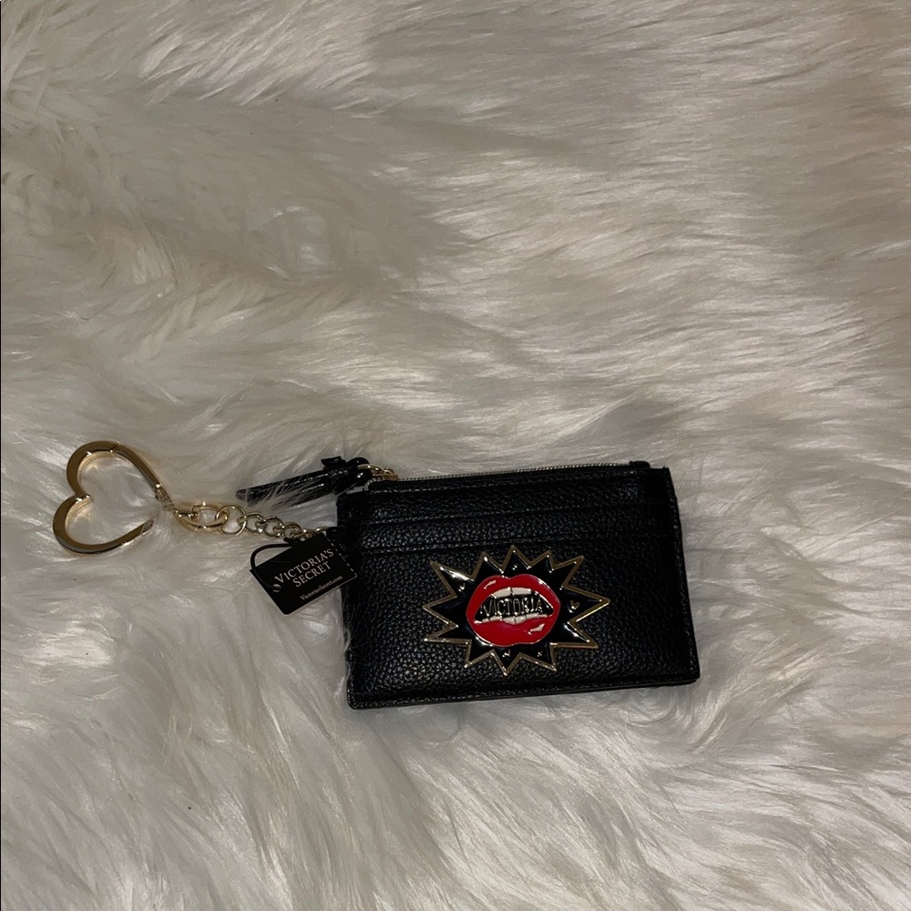 Victoria's Secret Black Card Holder with Red and Gold Accent